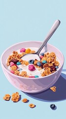 delicious bowl of breakfast cereal with milk