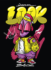 Never Look Back a motivational design graphic wih graffiti urban hip-hop style