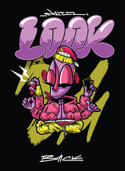 Never Look Back a motivational design graphic wih graffiti urban hip-hop style