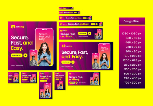 Mobile Banking Web Banner Ads Design