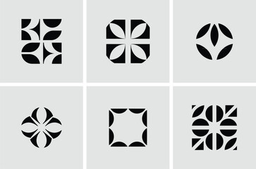 Geometric Design Elements: Abstract geometric designs, each representing unique forms and patterns, showcase the minimalist elegance and versatility of geometric shapes.