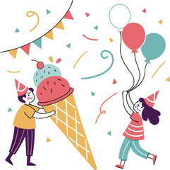 Naklejka premium happy birthday party