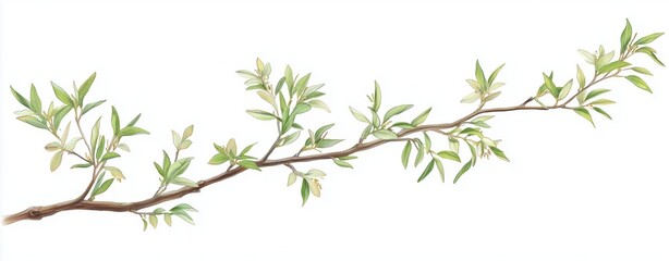 Olive tree branch with lush green leaves displaying nature's richness and intricacy in a beautifully detailed close-up