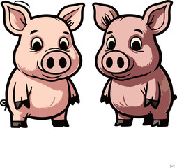 Spooky Yet Cute Halloween Pig Characters – Sticker Style