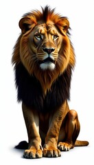 Obraz premium Majestic lion, isolated on pure black background, fierce, africa, image