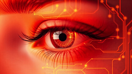 Obraz premium Concept image of eye and digital information