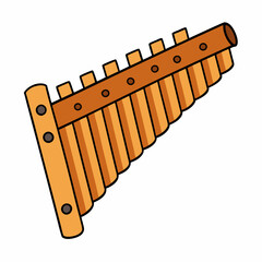 wooden flute isolated on white