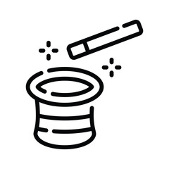 Here is a latest line style icon of magic hat with wand