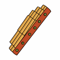 wooden flute isolated on white