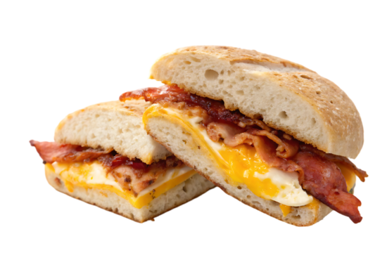 Two Bacon Egg Cheese Bagel Halves