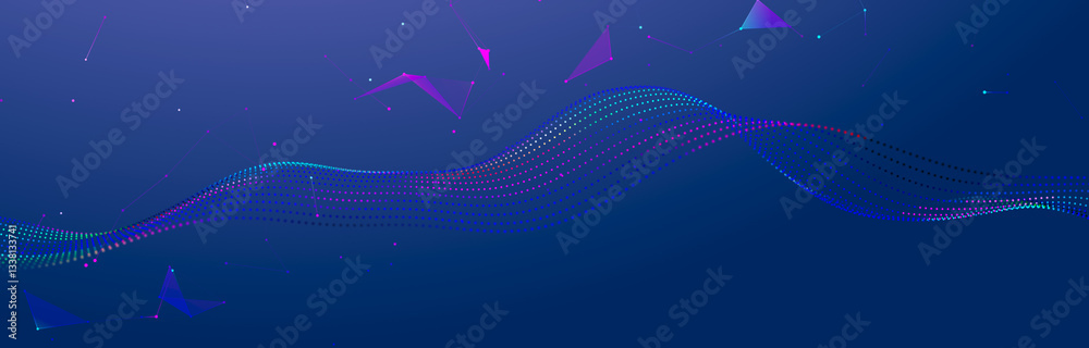 Poster polygonal background with dots and lines. network connection structure. science and technology. 3d