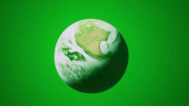 Zooming spinning planet on green background for video
