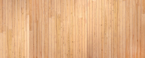Texture of vintage wood board. Horizontal or vertical retro background with old wooden planks. Full pattern for banner or skinali with wood texture. Wall with pine boards trim