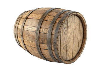 wooden barrel with metal hoops


