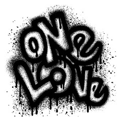 Spray Painted Graffiti one Love Word Sprayed isolated with a white background.