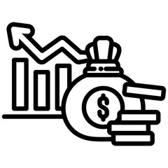 Investment icon in Outline Style. Simple Vector Design. Simple Vector Outline Icon