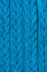 Blue knitted fabric background texture