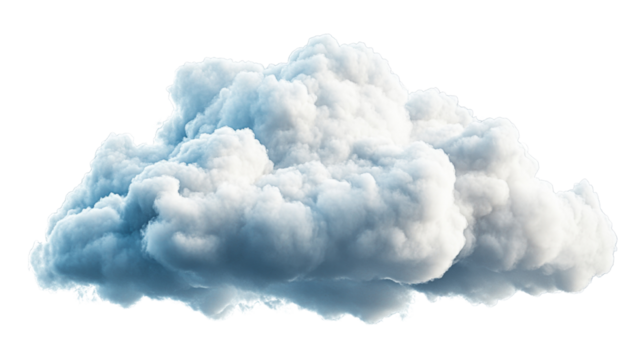 Realistic cumulus cloud floating on transparent background
