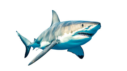 Great white shark swimming in transparent background