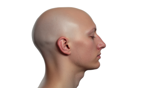 Profile of bald man closing eyes on transparent background - Powered by Adobe