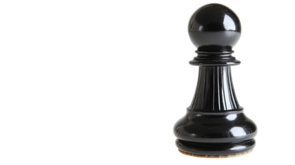Black pawn standing on transparent background representing strategy and planning