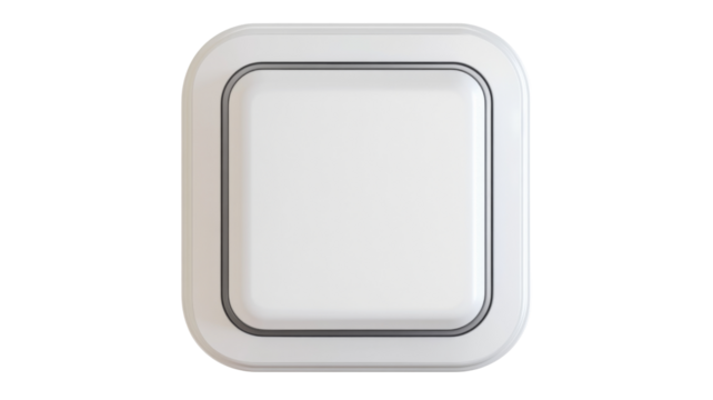 White light switch button with transparent background, power control concept