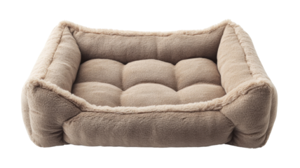 Empty soft pet bed on transparent background, comfortable place for sleeping