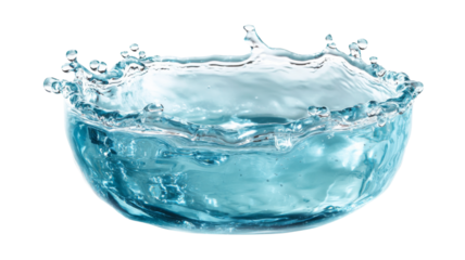 Transparent sphere of splashing water with crown shaped crest