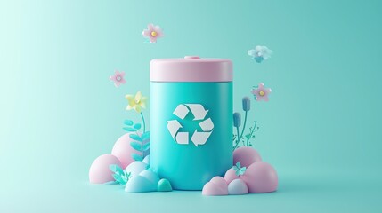 Obraz premium Eco-friendly recycling bin design modern environment digital art creative concept