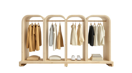 Set of clothing wooden racks PNG Image