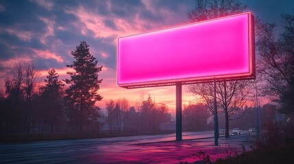 Pink Billboard Sunset Serenity