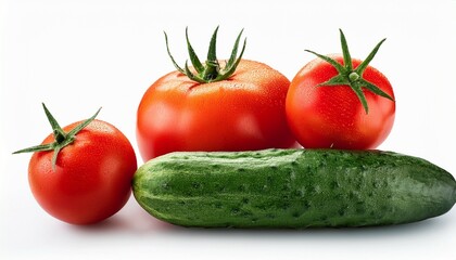 isolated cucumber and tomatoes