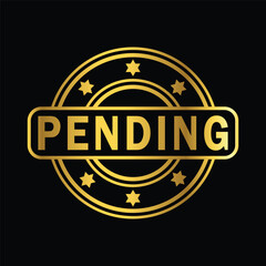 gold color pending rubber stamp, icon, flat, design, vector, illustrations, education, style, trendy, collections