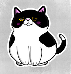 black and white cat illustration