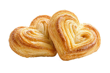 Two heart-shaped pastries on a white background, isolated