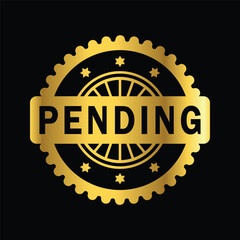 gold color pending rubber stamp, icon, flat, design, vector, illustrations, education, style, trendy, collections
