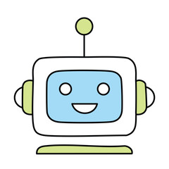 Naklejka premium Cute robot vector illustration for kids technology ai learning machine cartoon character design