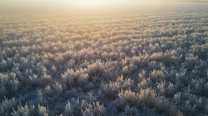 Frosty Field Sunrise Winter Landscape Scene