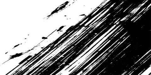 Analog touch material. The texture of the brush is black. Dark grainy texture on white background. Dust overlay textured. Grain noise particles. Rusted white effect. Grunge design elements. 