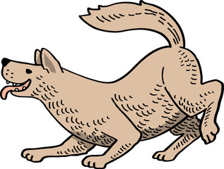 hand drawn cartoon illustration of a playful dog.