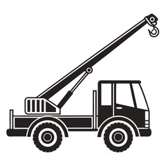 Vector Silhouette of a Mobile Crane on Construction Site