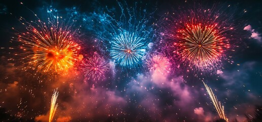 Spectacular Fireworks Display Illuminating the Night Sky Celebrations
