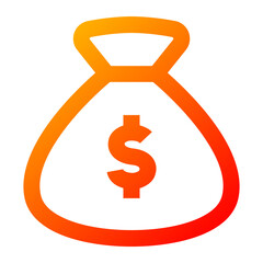 Money Bag. Money Bag, Wealth, Savings, Cash, Currency, Profit, Investment, Income. Vector Icon Illustration