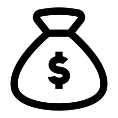 Money Bag. Money Bag, Wealth, Savings, Cash, Currency, Profit, Investment, Income. Vector Icon Illustration