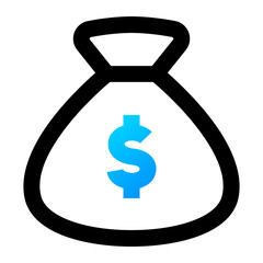 Money Bag. Money Bag, Wealth, Savings, Cash, Currency, Profit, Investment, Income. Vector Icon Illustration