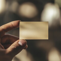 Blank Gold Business Card Mockup, Hand Holding a Minimalist Card Design, Perfect for Branding and Advertising