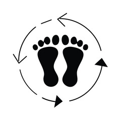 Footprint cycle sustainability eco friendly steps carbon footprint reduction journey black and white art