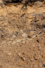 a deep hole in the ground on the site of which a highway was started