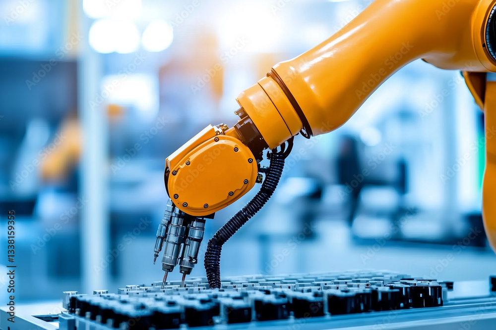 Aufkleber robotic arm performing precise industrial tasks efficiently in modern factory, showcasing automation