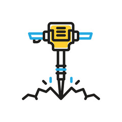 Multi color icon for jackhammer
